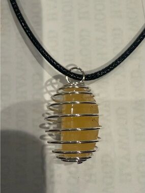 Yellow Stone Spiral Cage Pendant Necklace - Women Jewelry